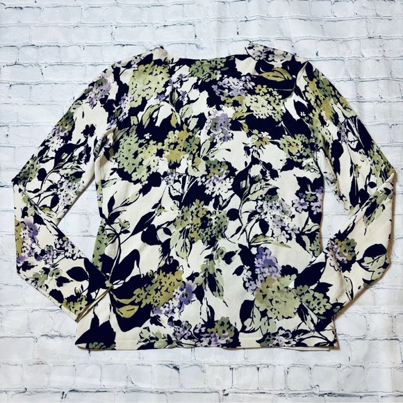 Talbots Floral V-Neck Silk Blend Cardigan Fairycore Petite Women's Size PS - Picture 11 of 11